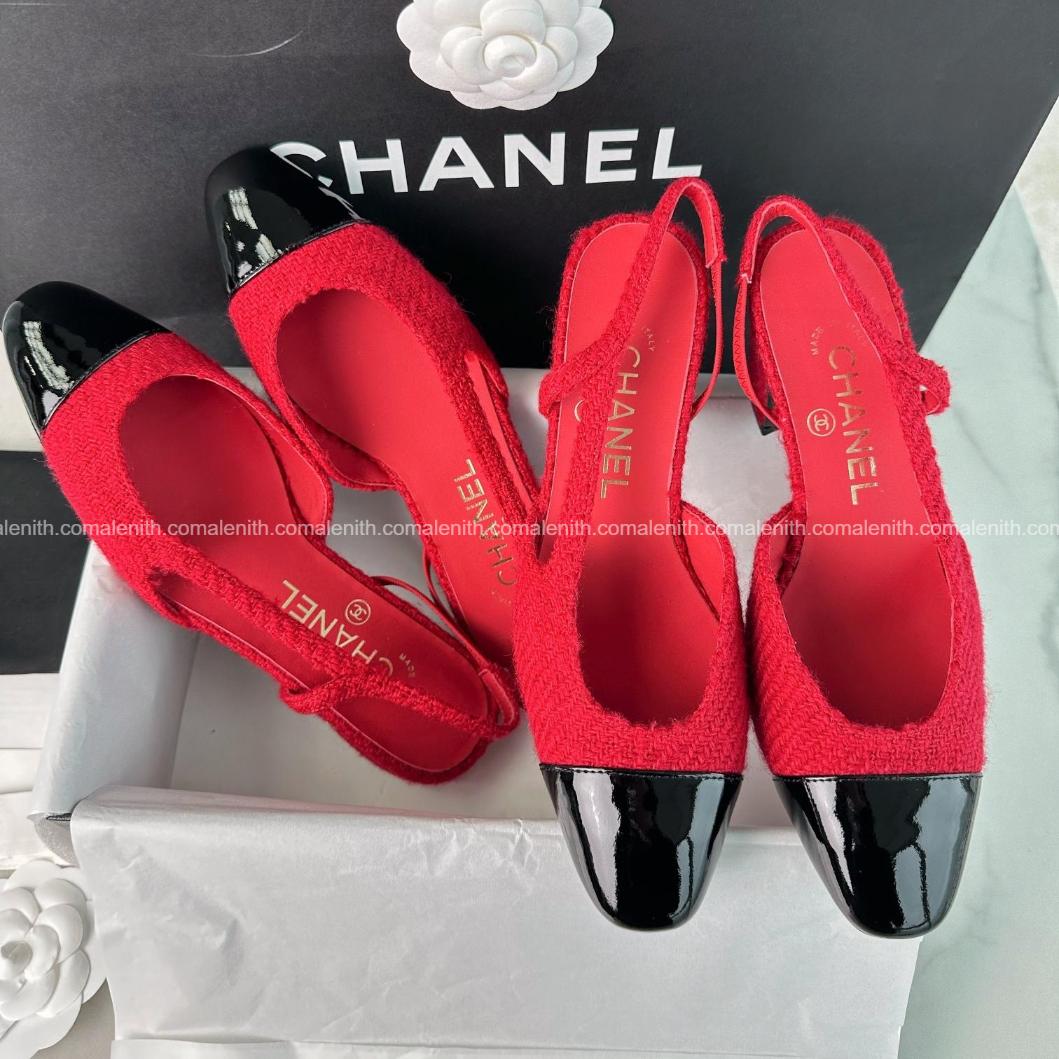 Chanel 25A Collection – Red Tweed Slingback Heels
